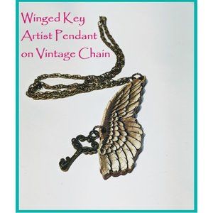 Winged Key Magical Mystical Necklace Free W/ Purch